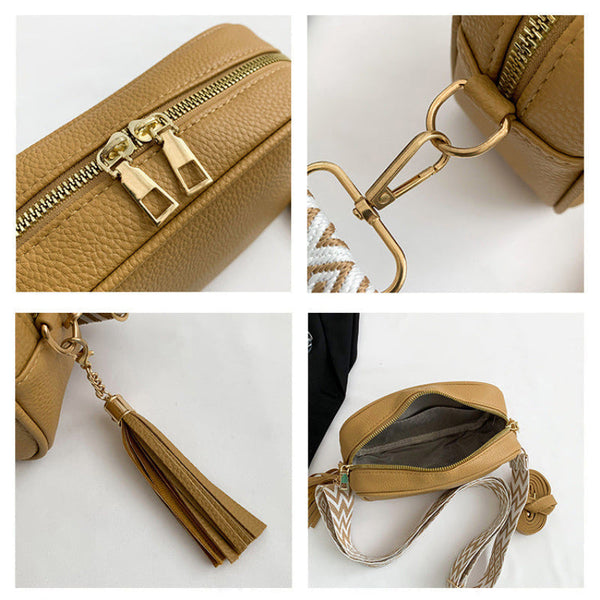 Elosung Black Trendy Crossbody Shoulder Bag With Tassel Accent Compact And Stylish Women's Bags & Handbags