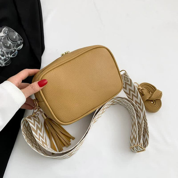 Elosung Khaki Trendy Crossbody Shoulder Bag With Tassel Accent Compact And Stylish Women Backpacks