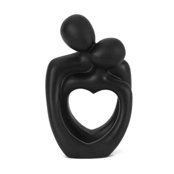Elosung Black Romantic Couple Figurine With Heart Design Modern Minimalist Decorative Statue Sculptures & Figurines