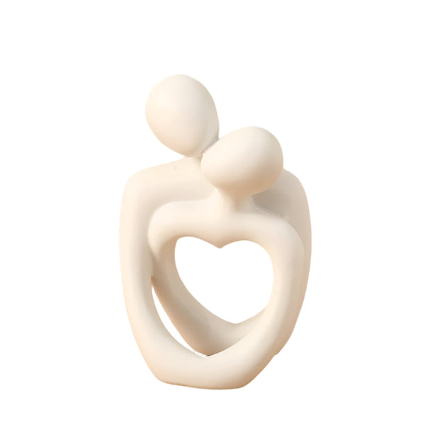Elosung White Romantic Couple Figurine With Heart Design Modern Minimalist Decorative Statue Sculptures & Figurines
