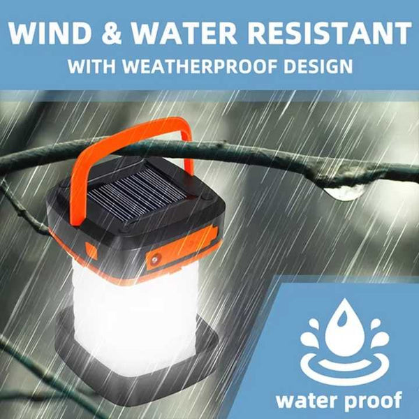 Elosung Orange Collapsible Solar Led Camping Lantern With Usb Charging Portable Outdoor Light Lanterns