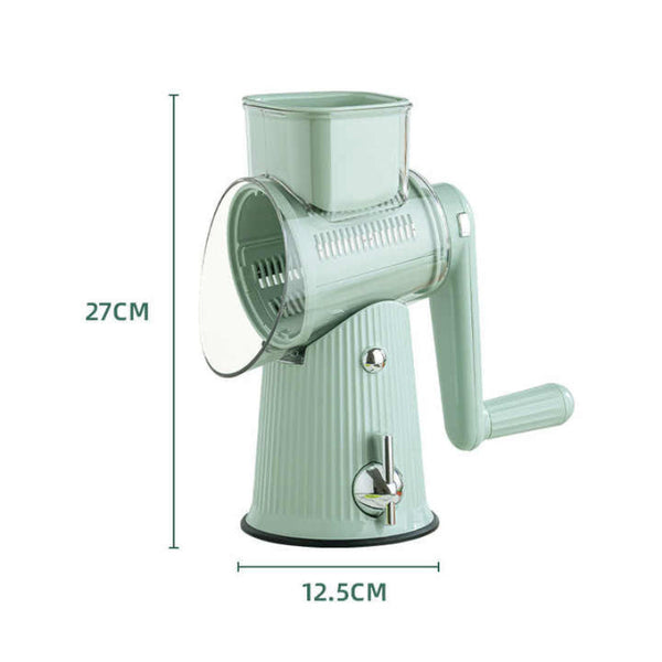 Green 10 In Manual Vegetable Slicer With Interchangeable Blades Multifunctional Rotary Grater And Shredder For Kitchen Use Peelers & Slicers