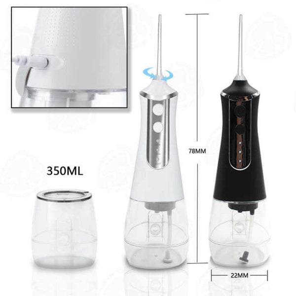 Elosung White 300Ml Cordless Water Flosser With 5 Nozzles Rechargeable Oral Irrigator Air & Water Flossers