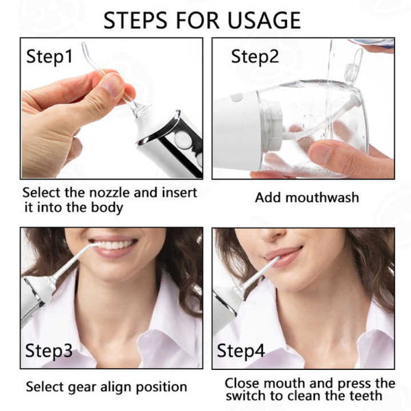 Pink 300Ml Cordless Water Flosser With 5 Nozzles Rechargeable Portable Oral Irrigator Air & Water Flossers