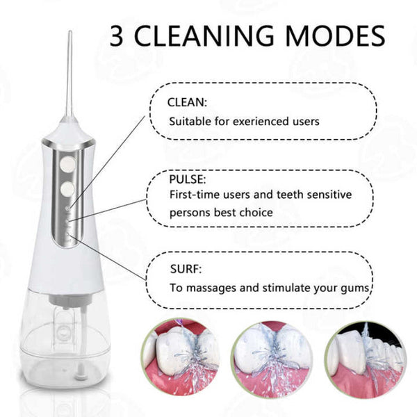 Pink 300Ml Cordless Water Flosser With 5 Nozzles Rechargeable Portable Oral Irrigator Air & Water Flossers