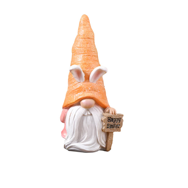 Elosung Easter Bunny Gnome Figurines Handmade Carrot Hat Decorations For Home Sculptures & Figurines