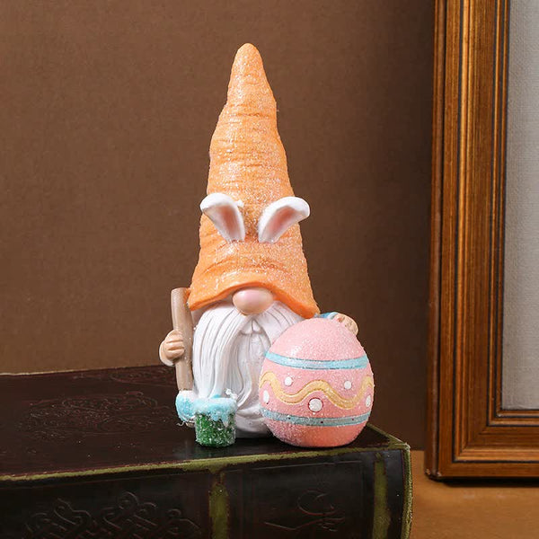 Elosung Easter Egg Bunny Gnome Figurines Handmade Carrot Hat Decorations For Home Sculptures & Figurines