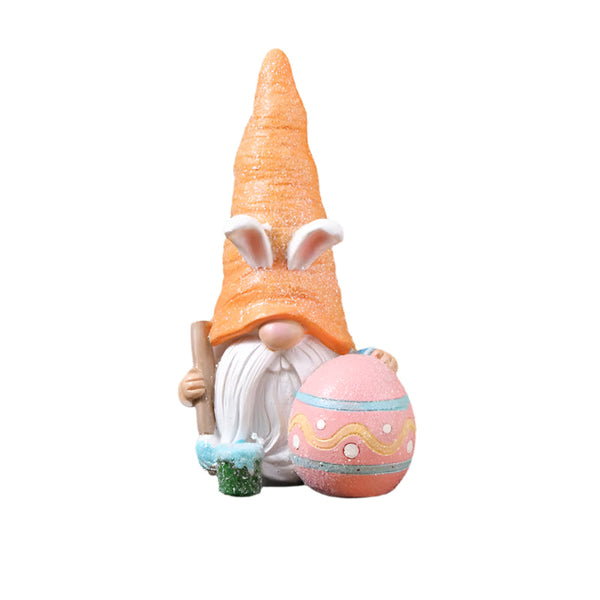 Elosung Easter Egg Bunny Gnome Figurines Handmade Carrot Hat Decorations For Home Sculptures & Figurines