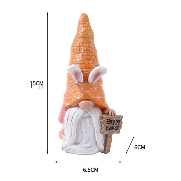 Elosung Easter Egg Bunny Gnome Figurines Handmade Carrot Hat Decorations For Home Sculptures & Figurines