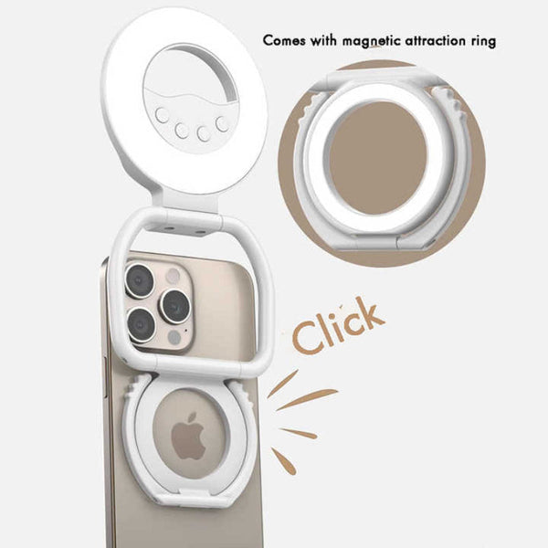Foldable Clip On Selfie Ring Light With Stand Brightness For Smartphones Selfie Lights