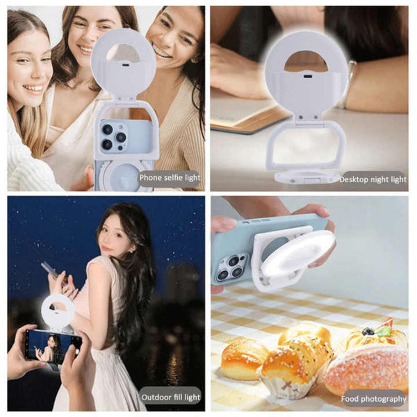 Foldable Clip On Selfie Ring Light With Stand Brightness For Smartphones Selfie Lights