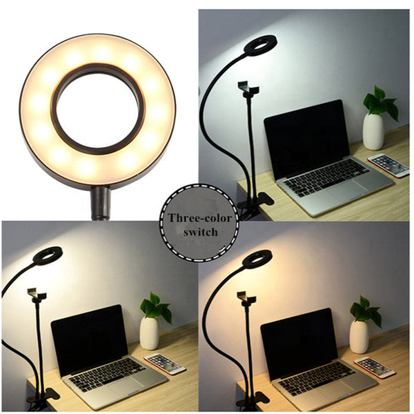 Flexible Led Ring Light With Phone Holder Brightness & Clip Base Selfie Lights