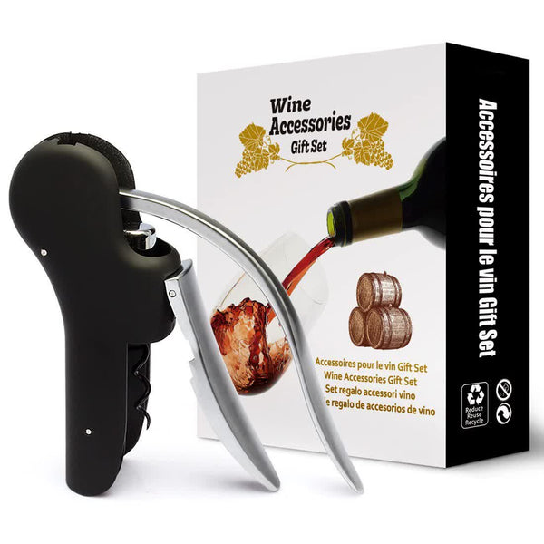 Elosung Black Ergonomic Lever Action Corkscrew Wine Opener With Foil Cutter Corkscrews & Bottle Openers