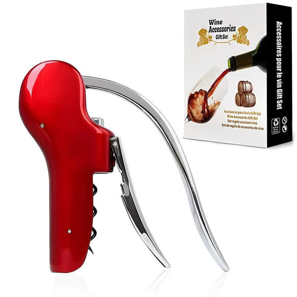 Elosung Red Ergonomic Lever Action Corkscrew Wine Opener With Foil Cutter Corkscrews & Bottle Openers