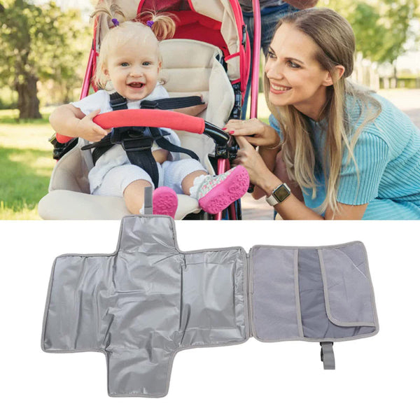 Grey Little One Diaper Changing Pad With Storage Pockets Travel Essentials For Parents Change Mats & Covers