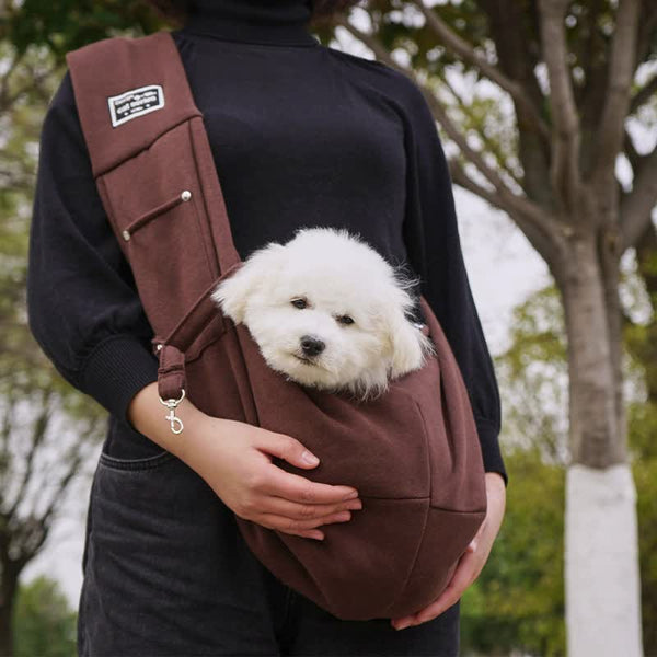 Elosung Brown Pet Sling Carrier Bag Comfortable And Hands Free Design Pet Transport