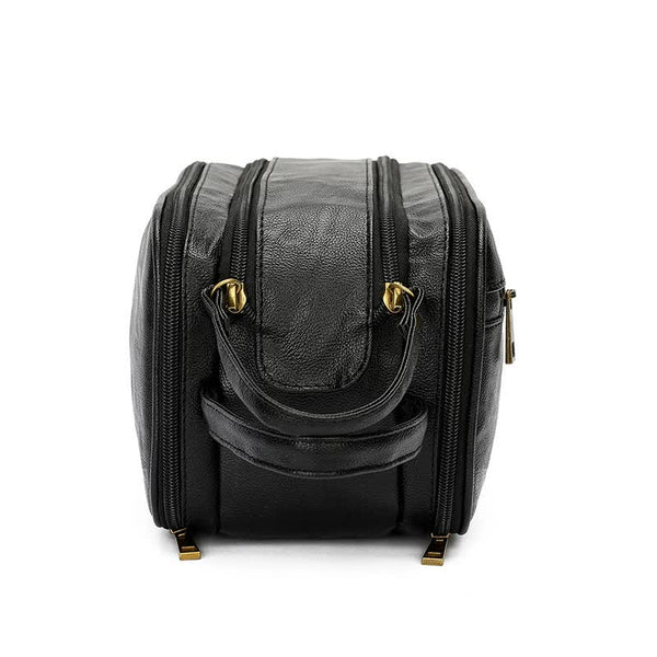 Elosung Black Leather Makeup Bag With Multi Compartment Organizer Travel Cosmetic Case Makeup Bags & Cases