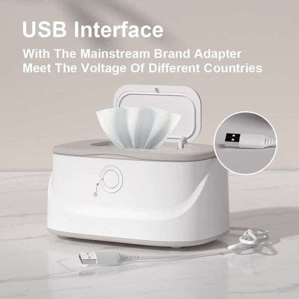 White Usb Powered Little One Wet Wipes Warmer Portable And Adjustable Heating Baby Health