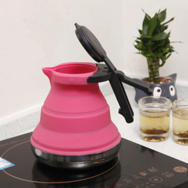 Elosung Rose Red 304 Stainless Steel Collapsible Silicone Tea Kettle Portable And Heat Resistant Design Kettles