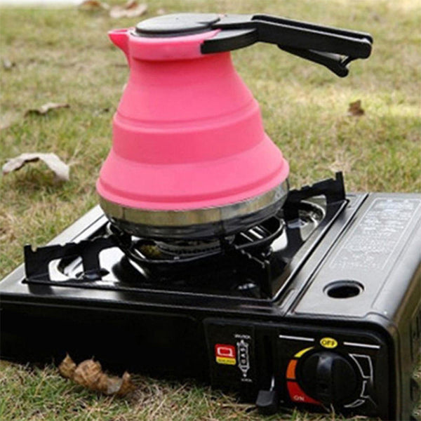 Elosung Blue 304 Stainless Steel Collapsible Silicone Tea Kettle Portable And Heat Resistant Design Camping Kettles