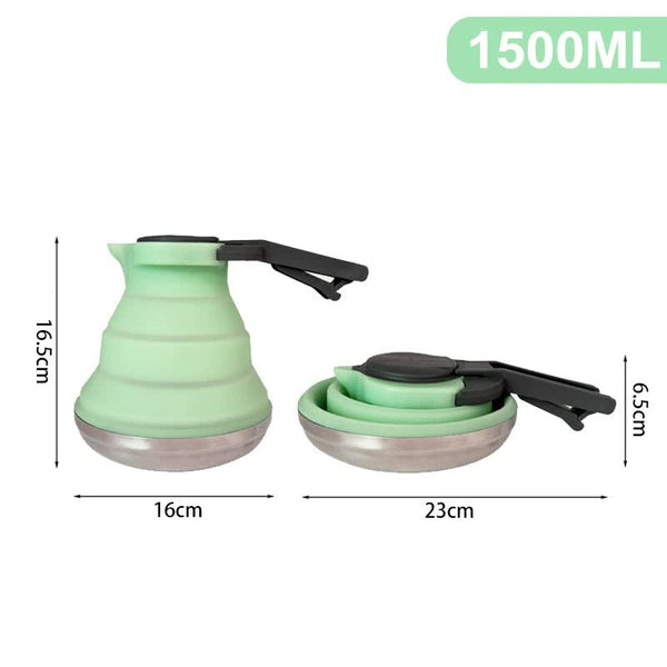 Green 304 Stainless Steel Collapsible Silicone Tea Kettle And Heat Resistant Design Kettles