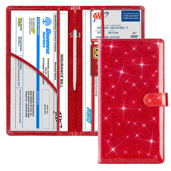 Elosung Black Sparkling Document Organizer Wallet 24X12.8Cm Lightweight And Durable Id & Document Holders