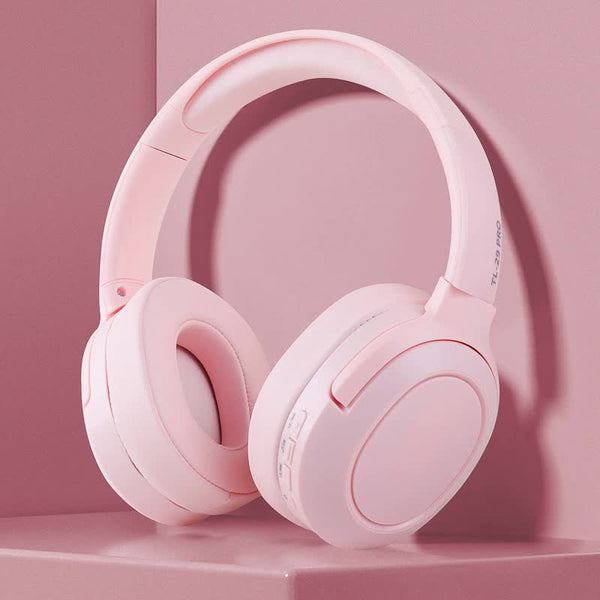 Elosung Pink Wireless Noise Cancelling Over Ear Bluetooth 5.0 Long Battery Life Headphones