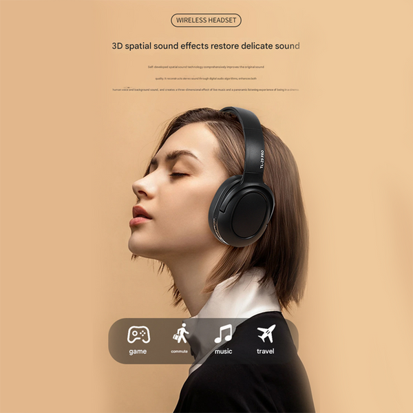 Elosung Pink Wireless Noise Cancelling Over Ear Bluetooth 5.0 Long Battery Life Headphones