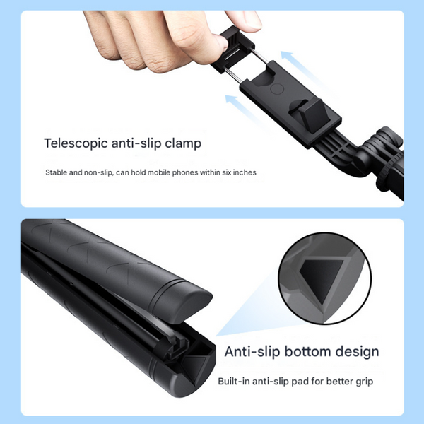 No Light 3 In 1 Bluetooth Selfie Stick With Tripod And Remote Control Adjustable For Smartphones Selfie Sticks
