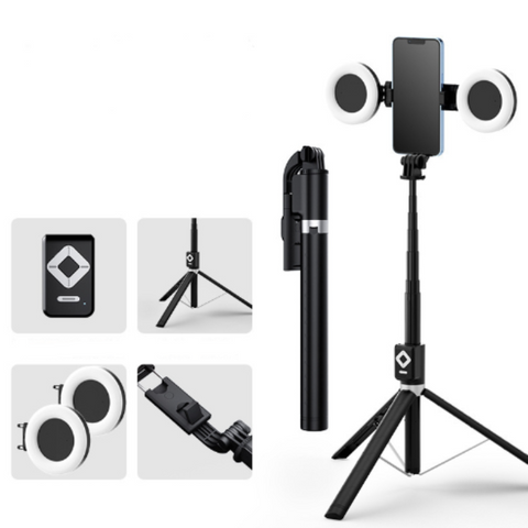 Elosung Double Light 3 In 1 Bluetooth Selfie Stick With Tripod And Remote Control Adjustable For Smartphones Selfie Sticks