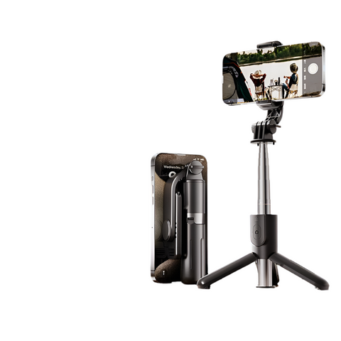 Black Selfie Stick Tripod With Bluetooth Remote Compact And Selfie Sticks