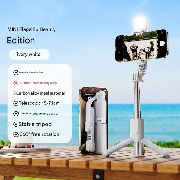 Elosung White With Light Selfie Stick Tripod Bluetooth Remote Compact And Selfie Sticks