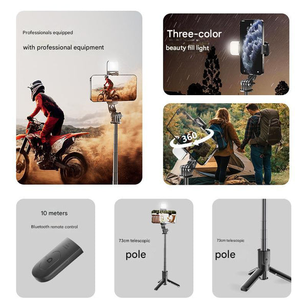 Elosung White With Light Selfie Stick Tripod Bluetooth Remote Compact And Selfie Sticks