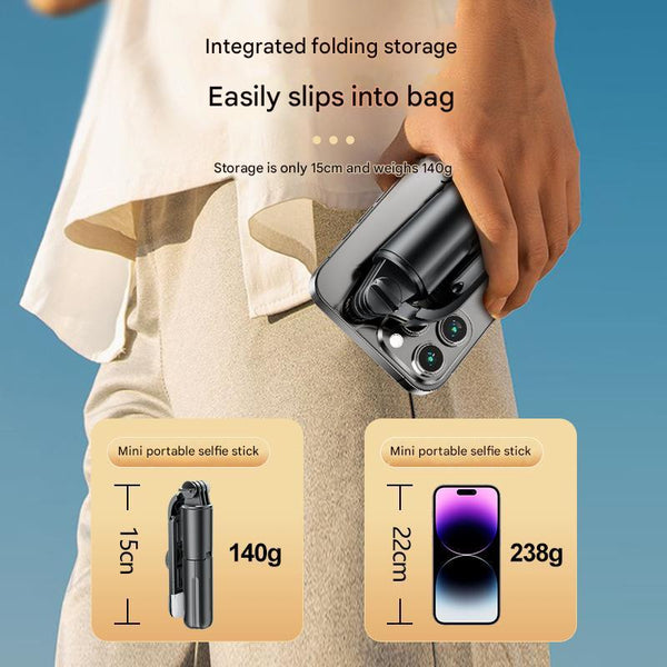 Black With Light Selfie Stick Tripod Bluetooth Remote Compact And Selfie Sticks