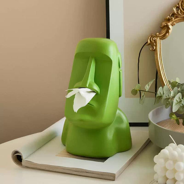 Green Creative Moai Tissue Holder Fun And Unique Decorative Dispenser Tissue Box Covers
