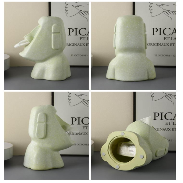 Green Creative Moai Tissue Holder Fun And Unique Decorative Dispenser Tissue Box Covers
