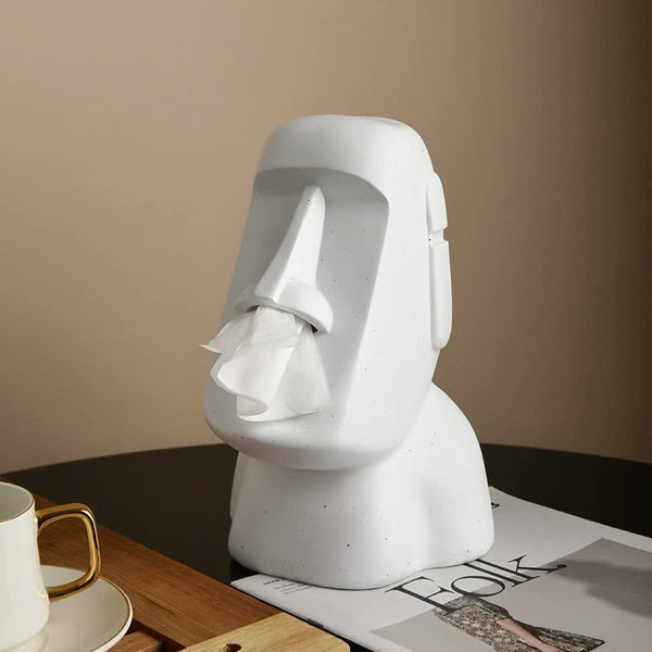 Elosung White Creative Moai Tissue Holder Fun And Unique Decorative Dispenser Tissue Box Covers