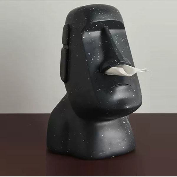 Elosung Black Creative Moai Tissue Holder Fun And Unique Decorative Dispenser Tissue Box Covers