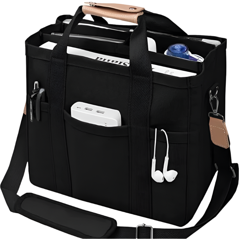 Black Multi Functional Canvas Tote Bag With Strap Spacious And Durable Women's Bags & Handbags