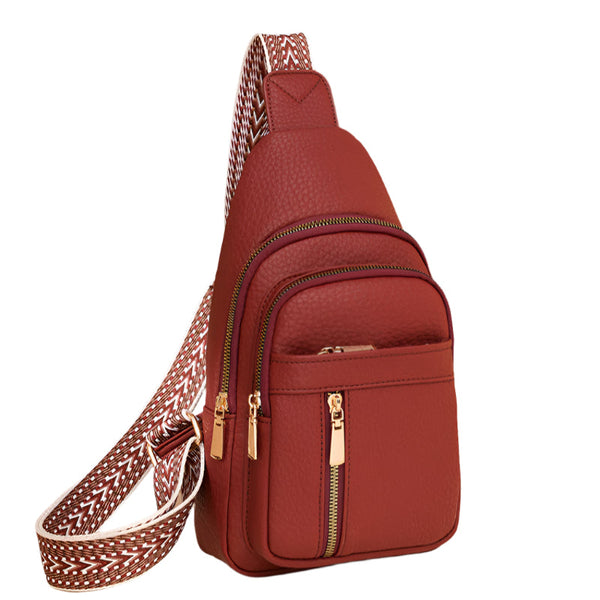 Elosung Red Stylish Pu Leather Crossbody Sling Bag Compact And Multi Functional Women's Bags & Handbags