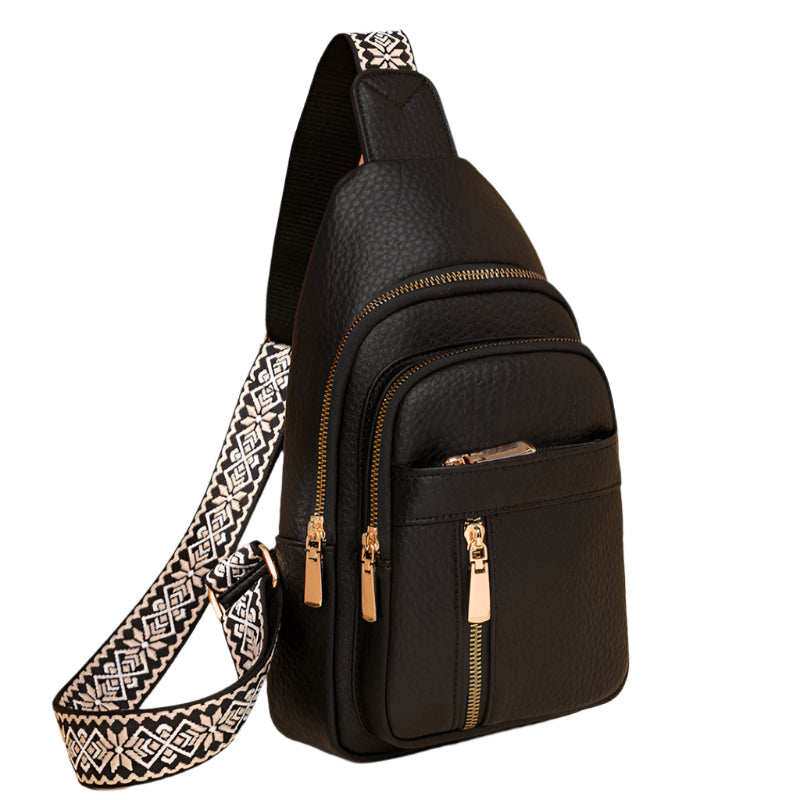 Elosung Black Stylish Pu Leather Crossbody Sling Bag Compact And Multi Functional Women's Bags & Handbags