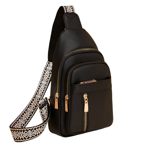 Elosung Black Stylish Pu Leather Crossbody Sling Bag Compact And Multi Functional Women's Bags & Handbags