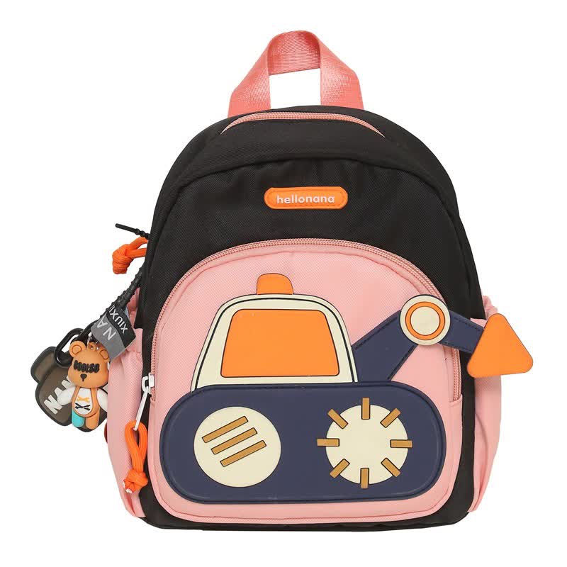 Black Kids Cartoon Backpack Adorable Excavator Design With Spacious Compartments Backpacks & Bags