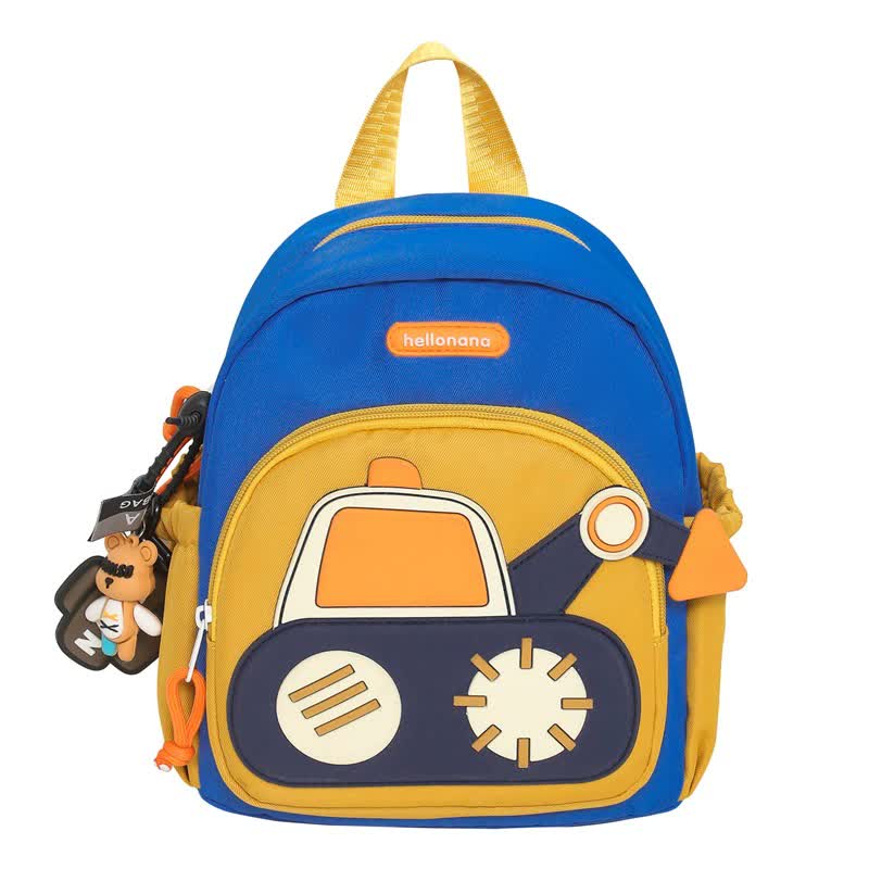 Elosung Blue Yellow Kids Cartoon Backpack Adorable Excavator Design With Spacious Compartments Backpacks & Bags