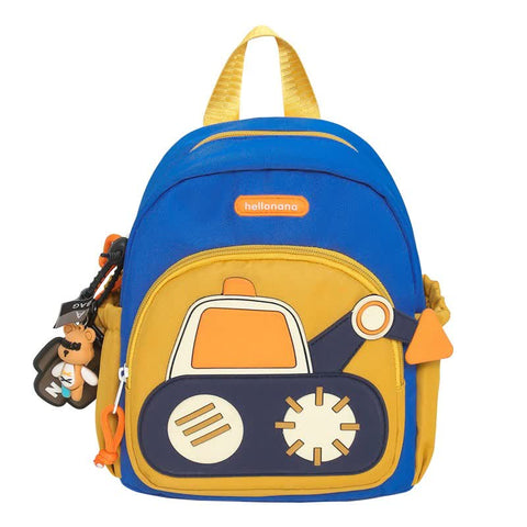 Elosung Blue Yellow Kids Cartoon Backpack Adorable Excavator Design With Spacious Compartments Backpacks & Bags