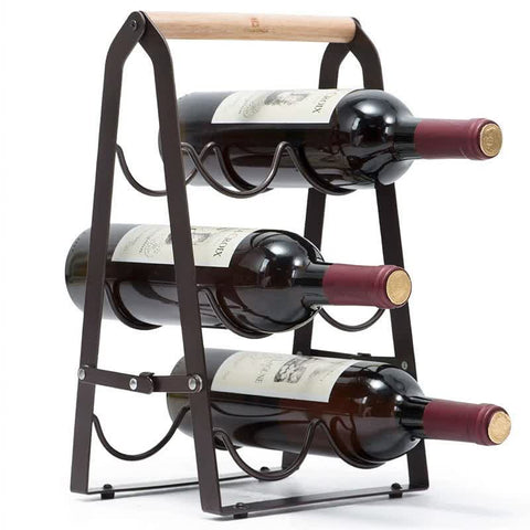 Folding Metal Wine Rack Space Saving 6 Bottle Storage Organizer With Handle Racks