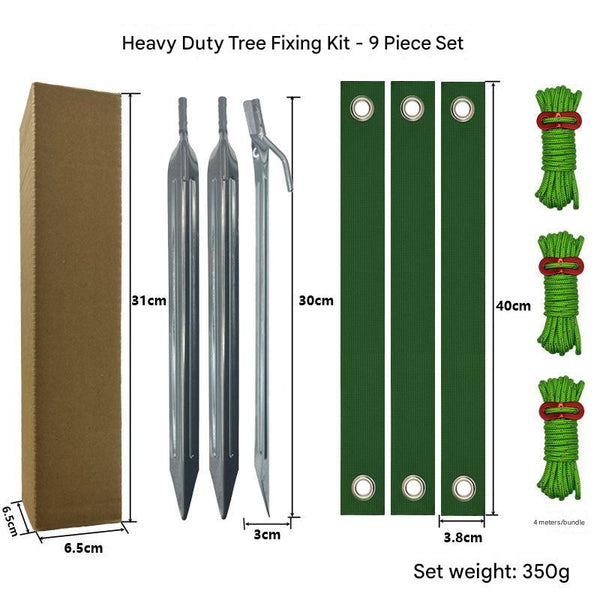 Elosung Silver Spike Heavy Duty Tree Anchoring Kit 9 Piece Set With Ground Stakes Straps And Ropes Garden Tool Sets