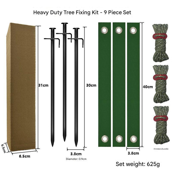 Elosung Black Spike Army Green Windscreens Heavy Duty Tree Anchoring Kit 9 Piece Set With Ground Stakes Straps And Ropes Garden Tool Sets