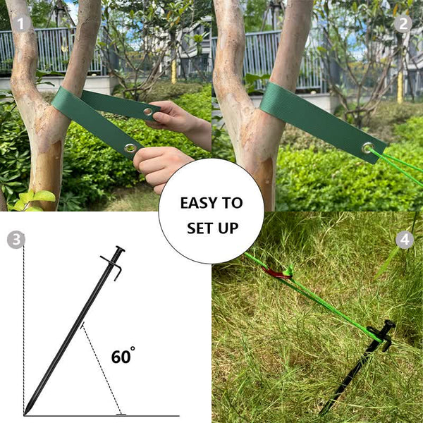 Elosung Black Spike Army Green Windscreens Heavy Duty Tree Anchoring Kit 9 Piece Set With Ground Stakes Straps And Ropes Garden Tool Sets