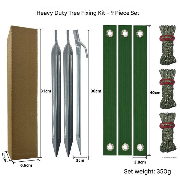 Elosung Silver Spike Army Green Windscreens Heavy Duty Tree Anchoring Kit 9 Piece Set With Ground Stakes Straps And Ropes Garden Tool Sets